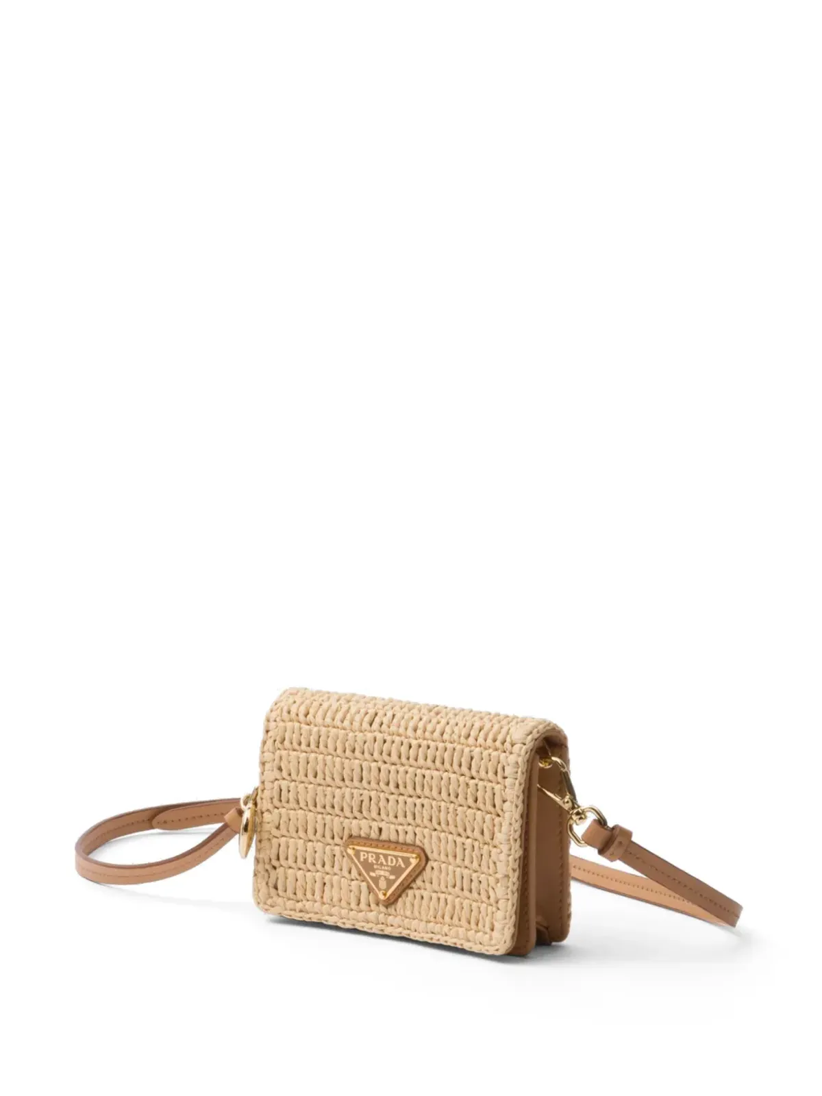 Prada トライアングルロゴ ラフィア カードホルダー - 画像3