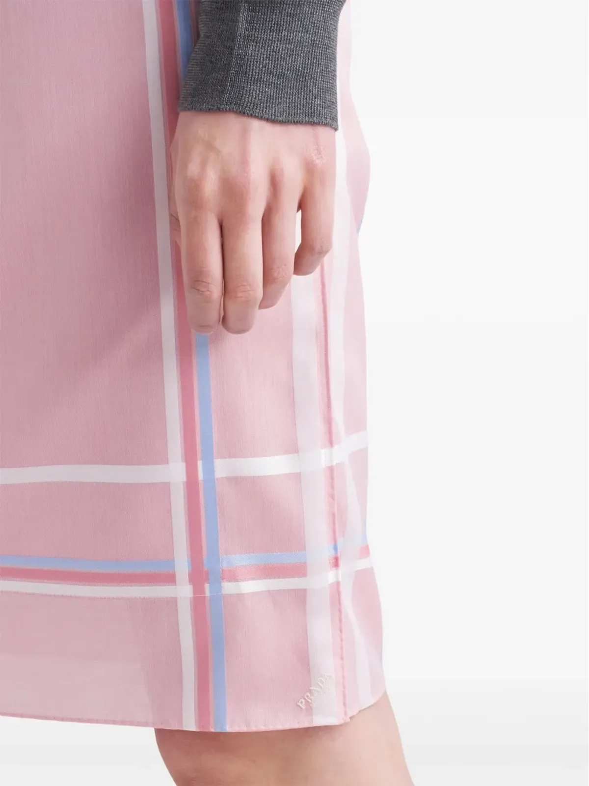 Prada チェック柄コットンミニスカート ピンク - 画像5