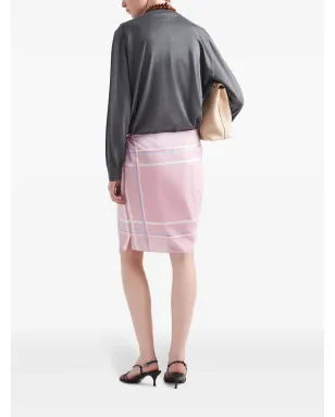 Prada チェック柄コットンミニスカート ピンク - サムネイル3