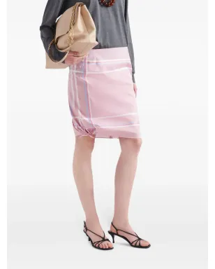 Prada チェック柄コットンミニスカート ピンク - サムネイル4