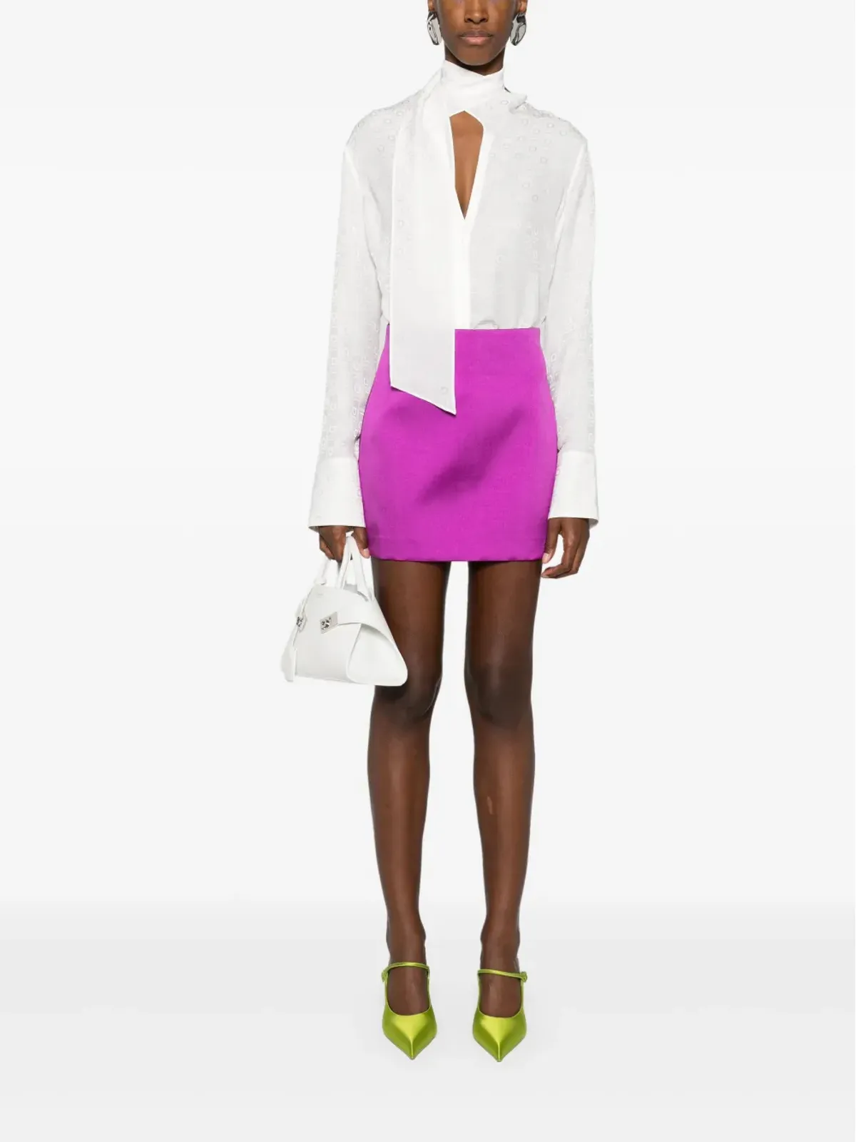 Ferragamo モノグラムジャカード シルクシャツ - ホワイト - 画像2