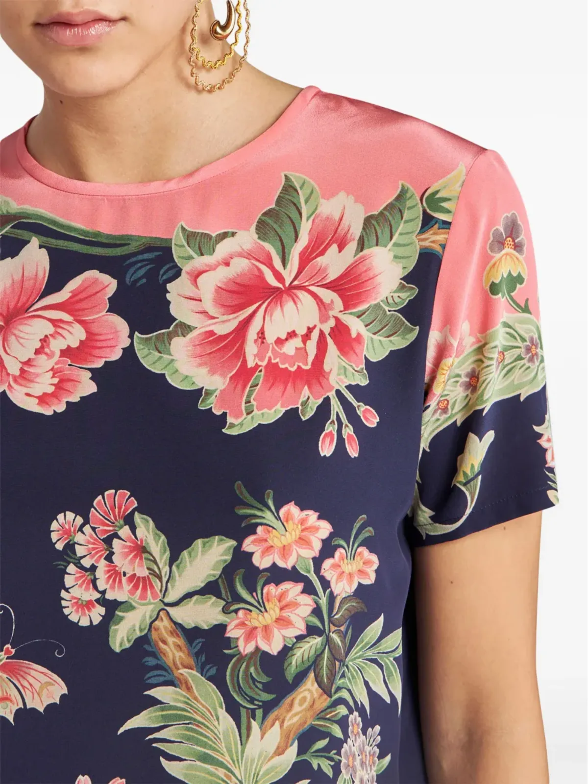ETRO プリント シルク Tシャツ - ブルー - 画像5