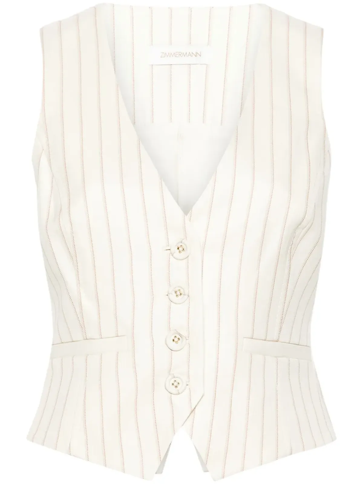 ZIMMERMANN pinstriped herringbone waistcoat - Neutrals - 画像1