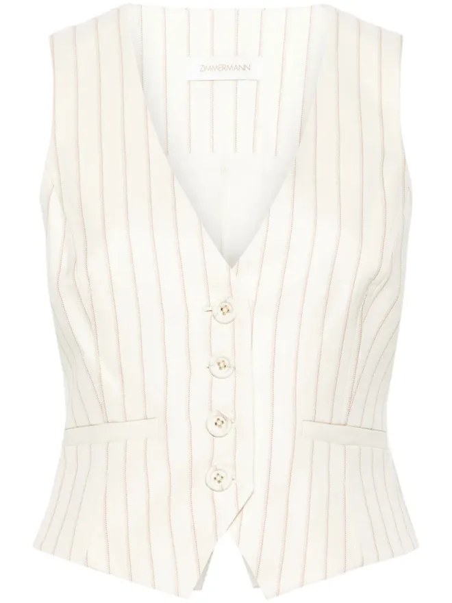 Zimmermann ZIMMERMANN pinstriped herringbone waistcoat - Neutralsの商品画像