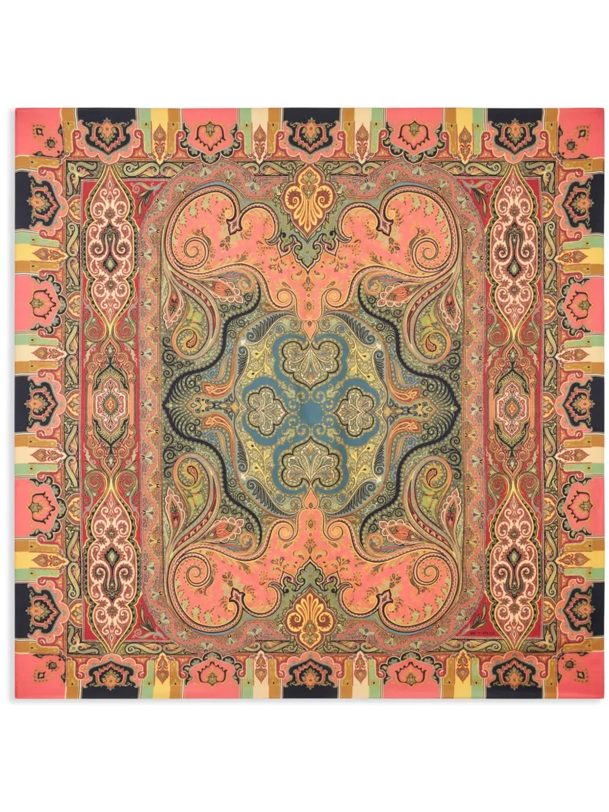 ETRO ペイズリー柄スクエアスカーフ ピンク - 画像1