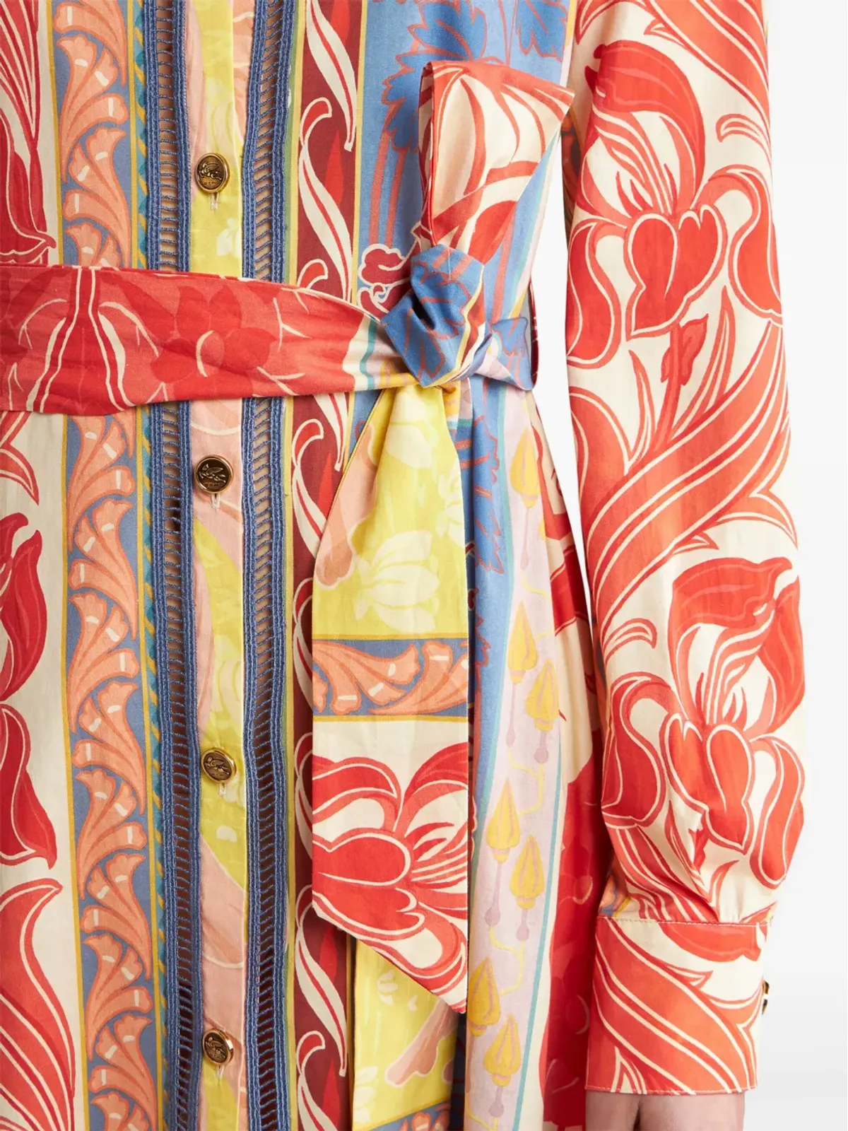 ETRO サマー コットン混紡 シャツドレス - レッド - 画像5