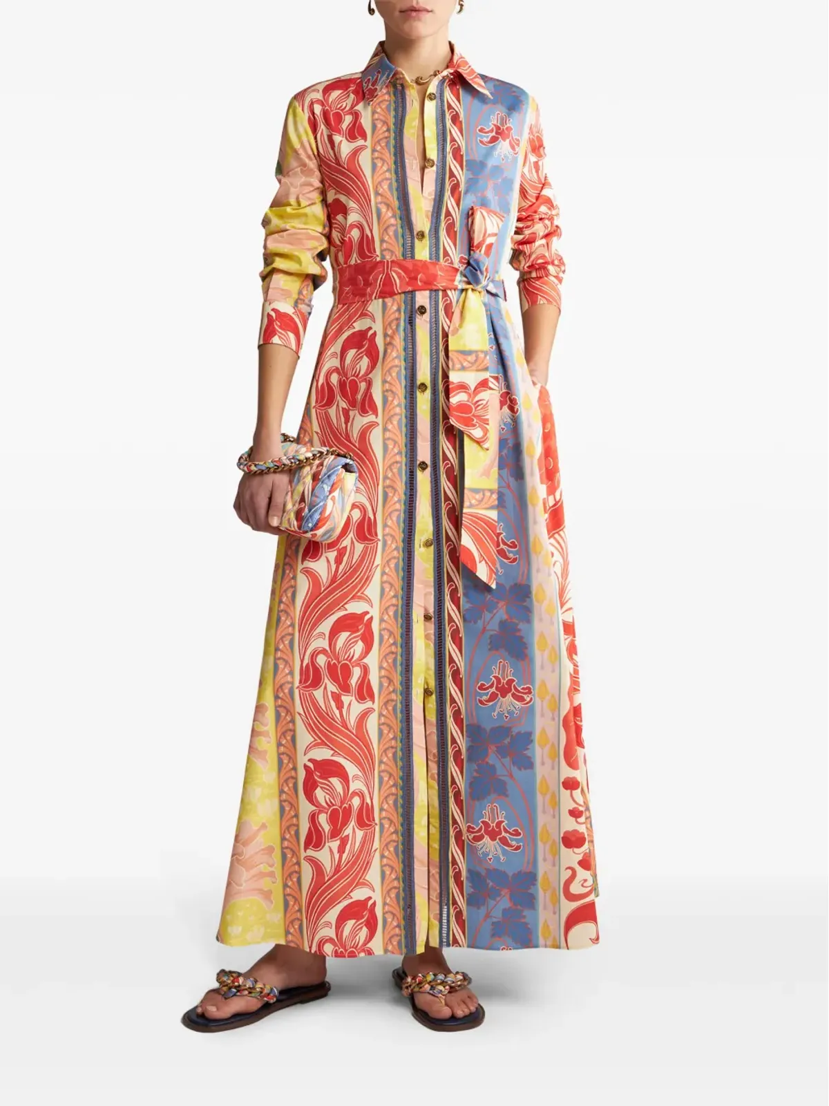 ETRO サマー コットン混紡 シャツドレス - レッド - 画像2