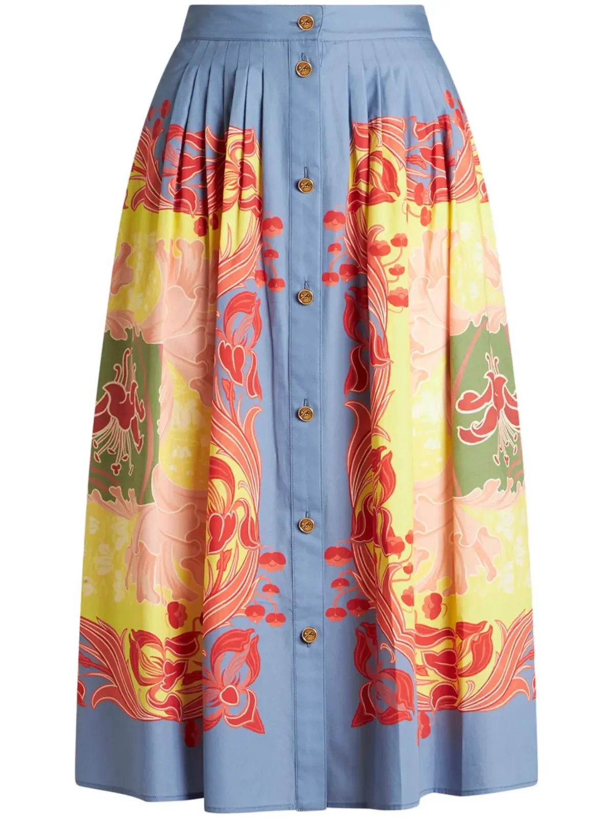 ETRO プリーツ入り前開きミディスカート - ブルー - 画像1