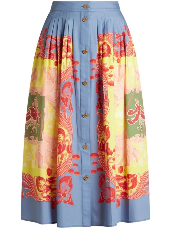 ETRO ETRO プリーツ入り前開きミディスカート - ブルーの商品画像