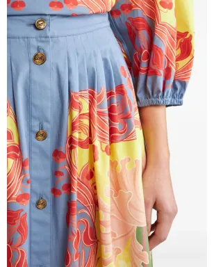 ETRO プリーツ入り前開きミディスカート - ブルー - サムネイル5