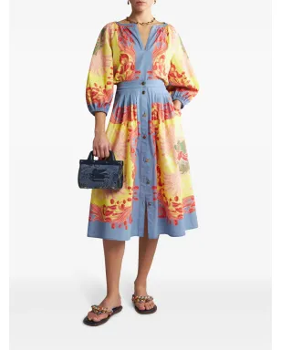 ETRO プリーツ入り前開きミディスカート - ブルー - サムネイル2