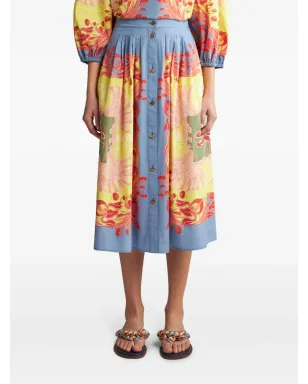 ETRO プリーツ入り前開きミディスカート - ブルー - サムネイル3