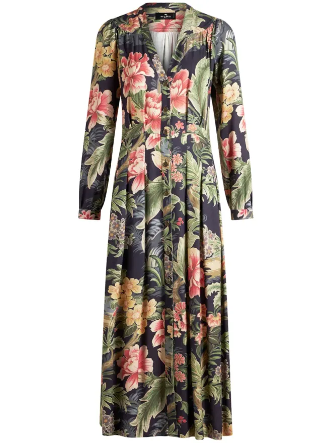 ETRO ETRO 花柄プリントツイルシャツドレス - ブルーの商品画像