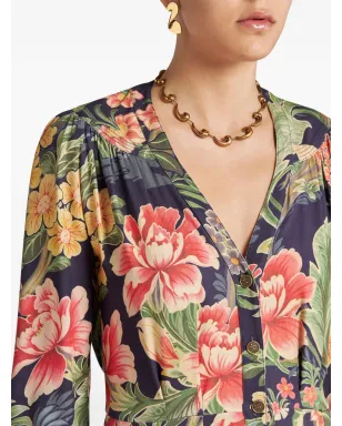 ETRO 花柄プリントツイルシャツドレス - ブルー - サムネイル4