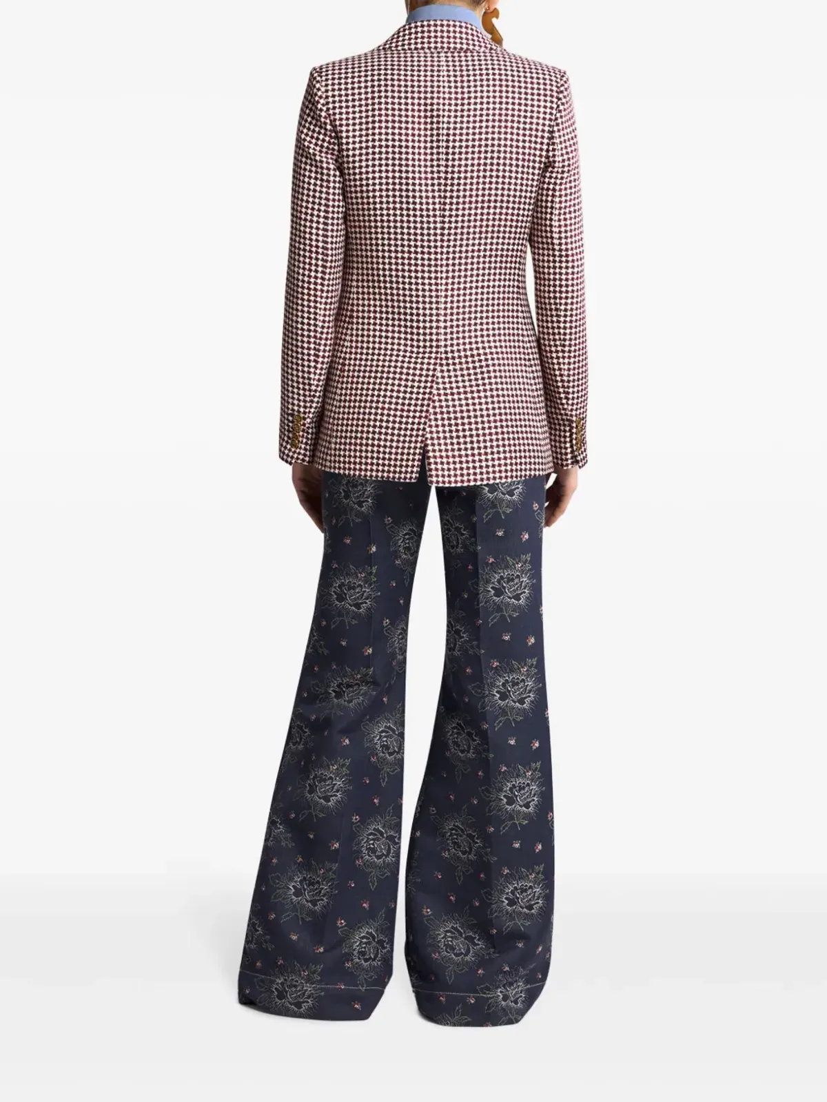 ETRO ハウンドトゥース柄 ダブルブレスト ジャケット - ホワイト - 画像4
