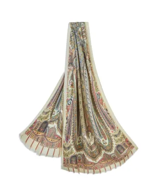ETRO ペイズリー柄 カシミヤ×シルク混紡 スカーフ - ニュートラルカラー - サムネイル3