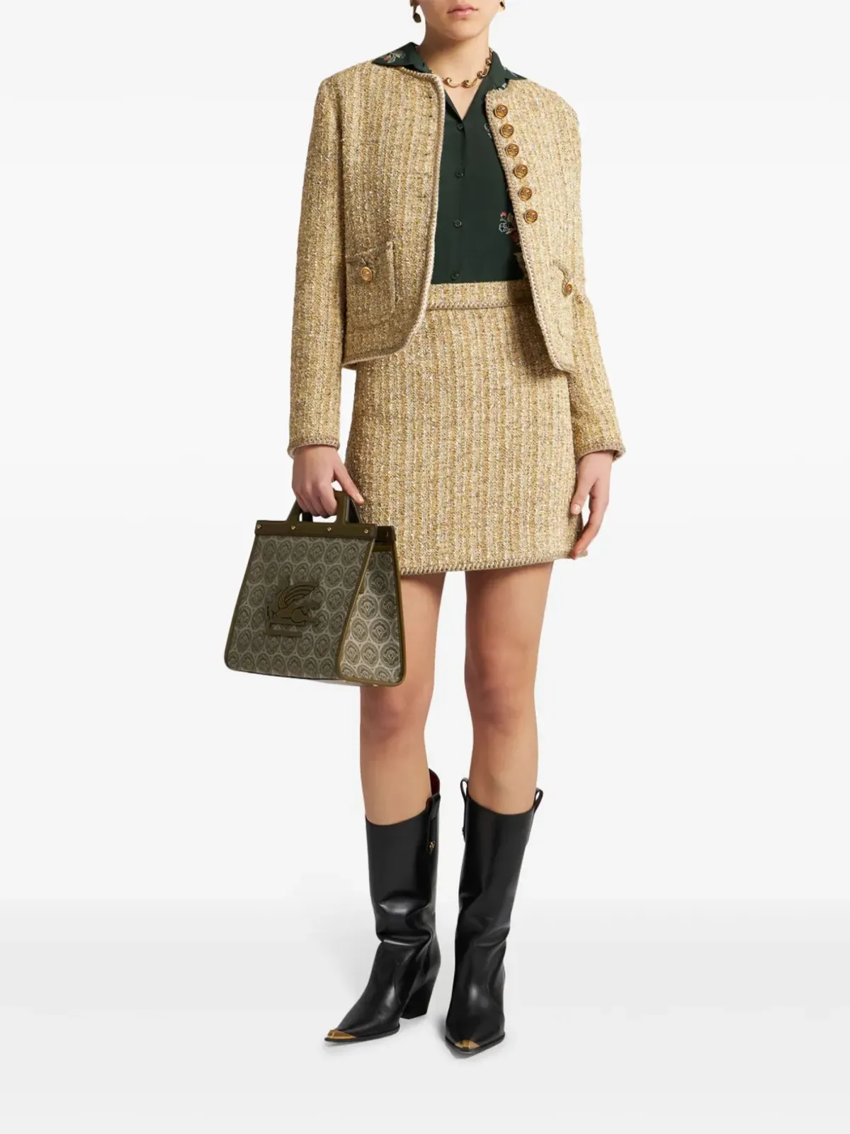 ETRO ブークレ ハイウエスト ミニスカート イエロー - 画像2