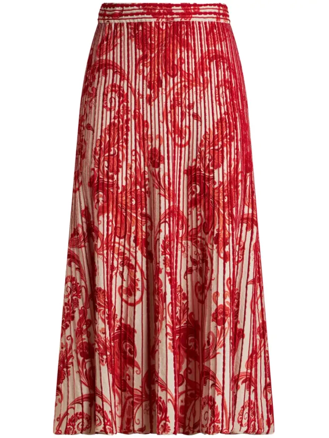ETRO ETRO ペイズリー柄プリーツミディスカート - 赤の商品画像
