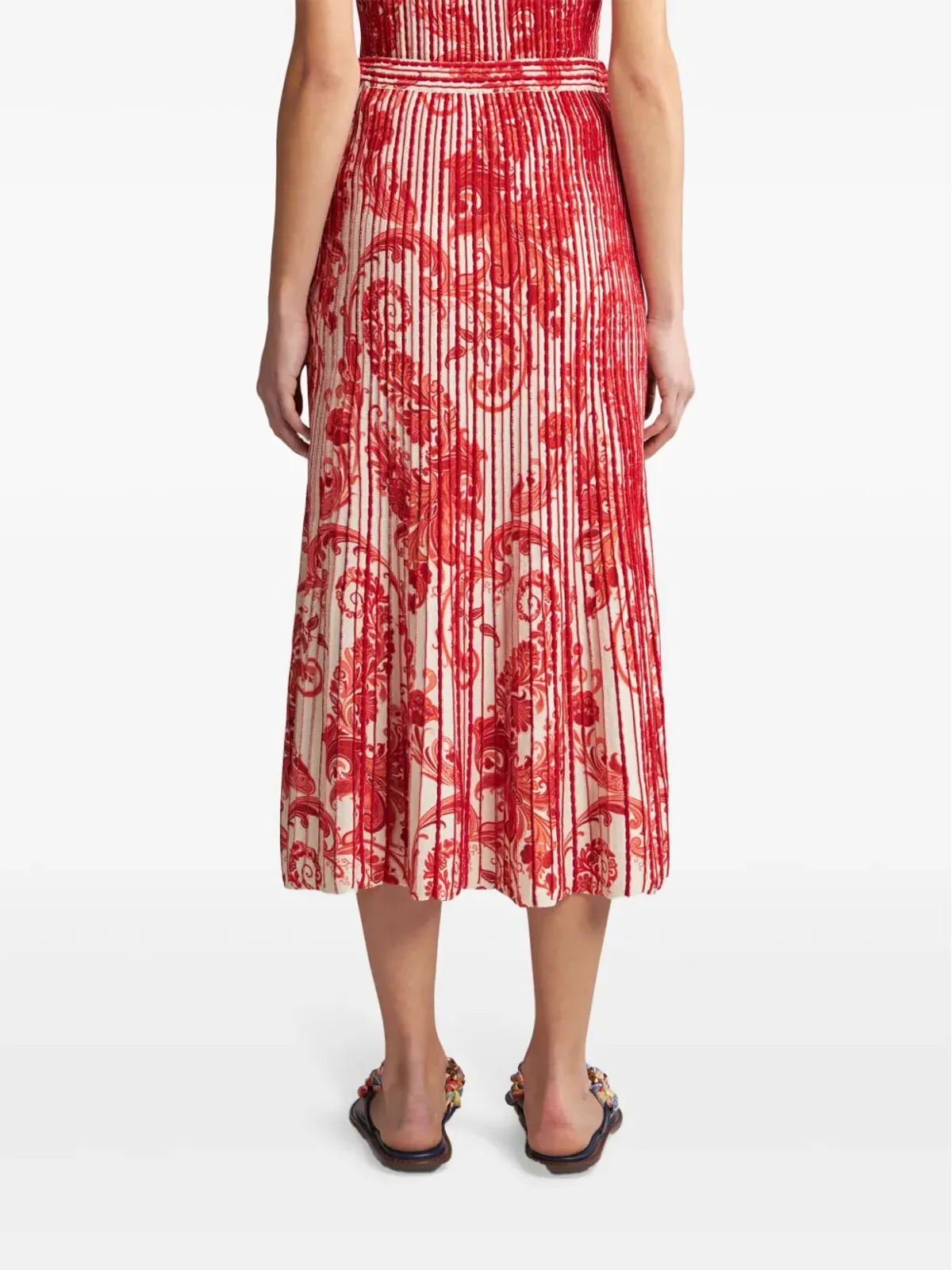 ETRO ペイズリー柄プリーツミディスカート - 赤 - 画像4
