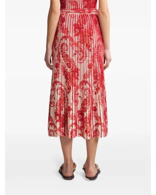 ETRO ペイズリー柄プリーツミディスカート - 赤 - サムネイル4