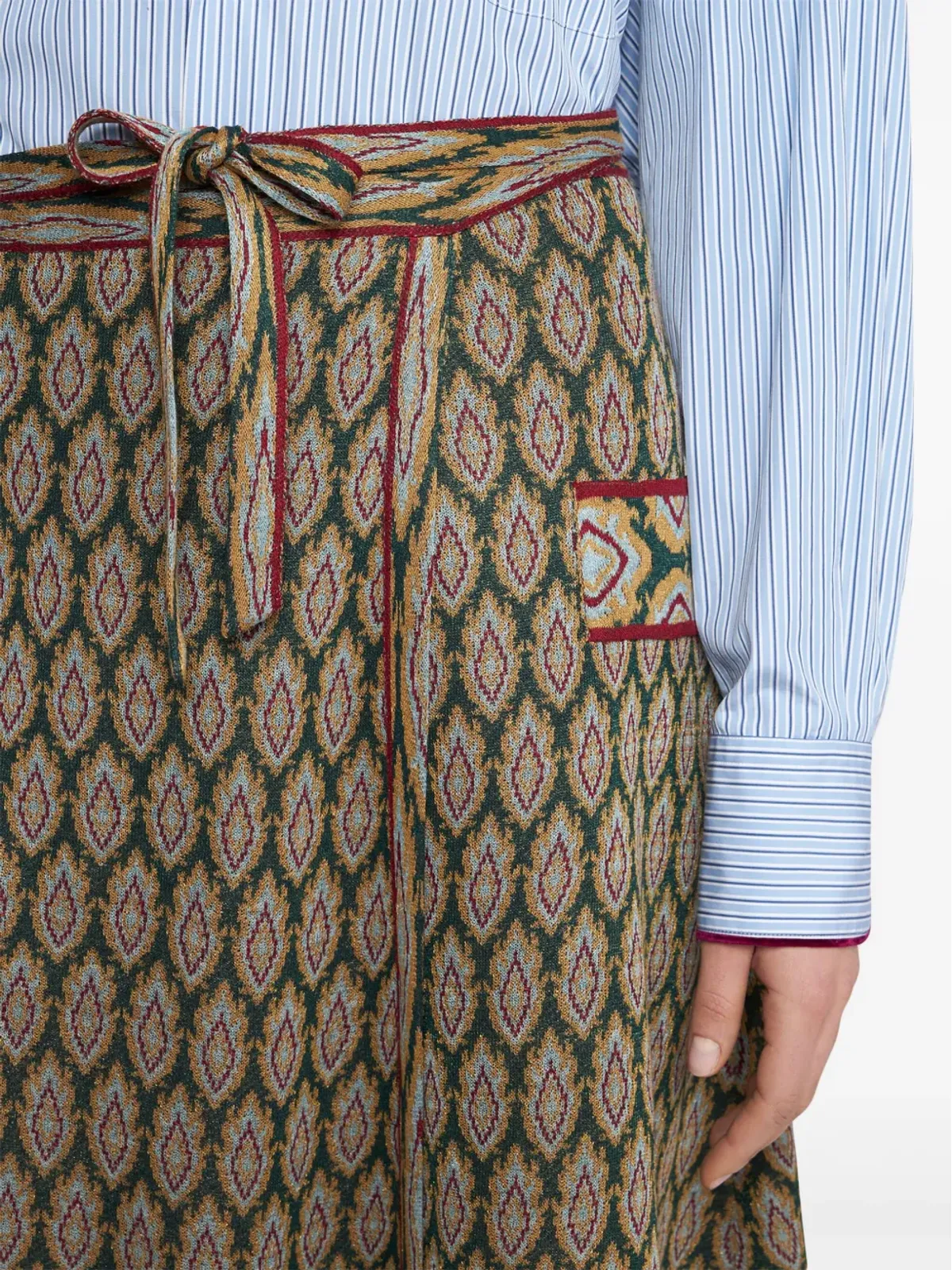 ETRO ジャカードニット ラップミディスカート - 画像5