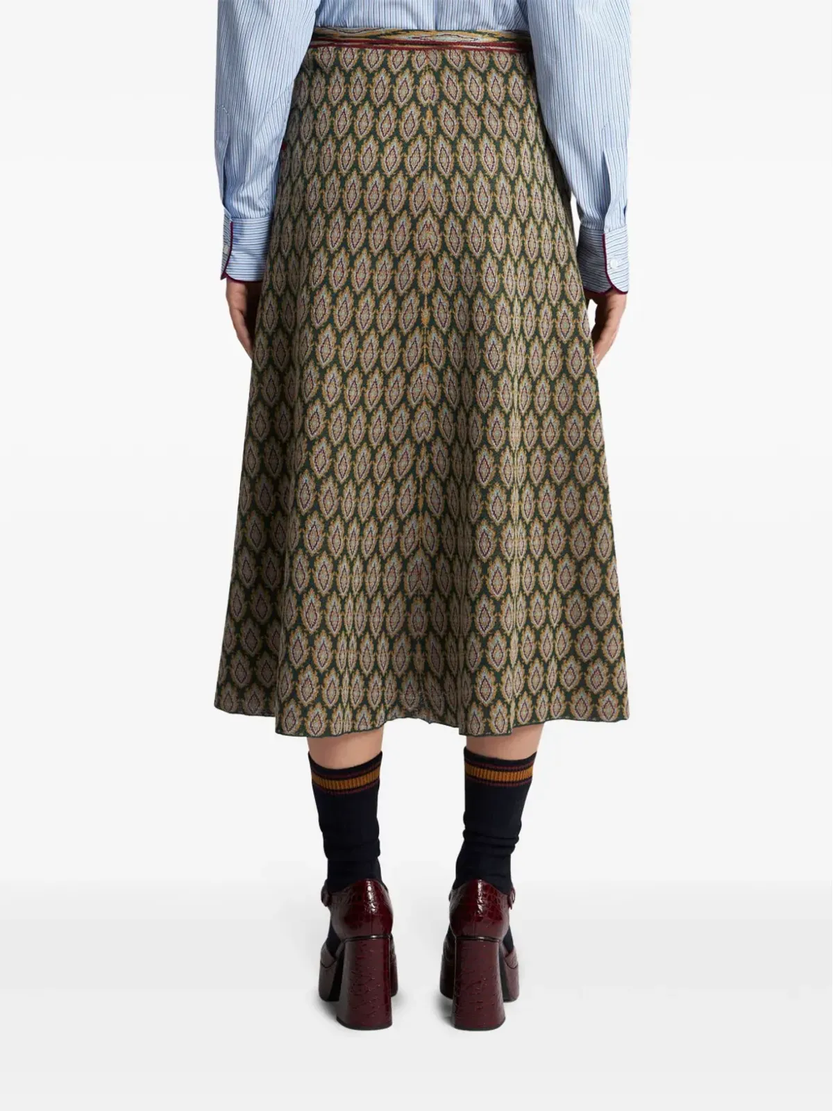 ETRO ジャカードニット ラップミディスカート - 画像4