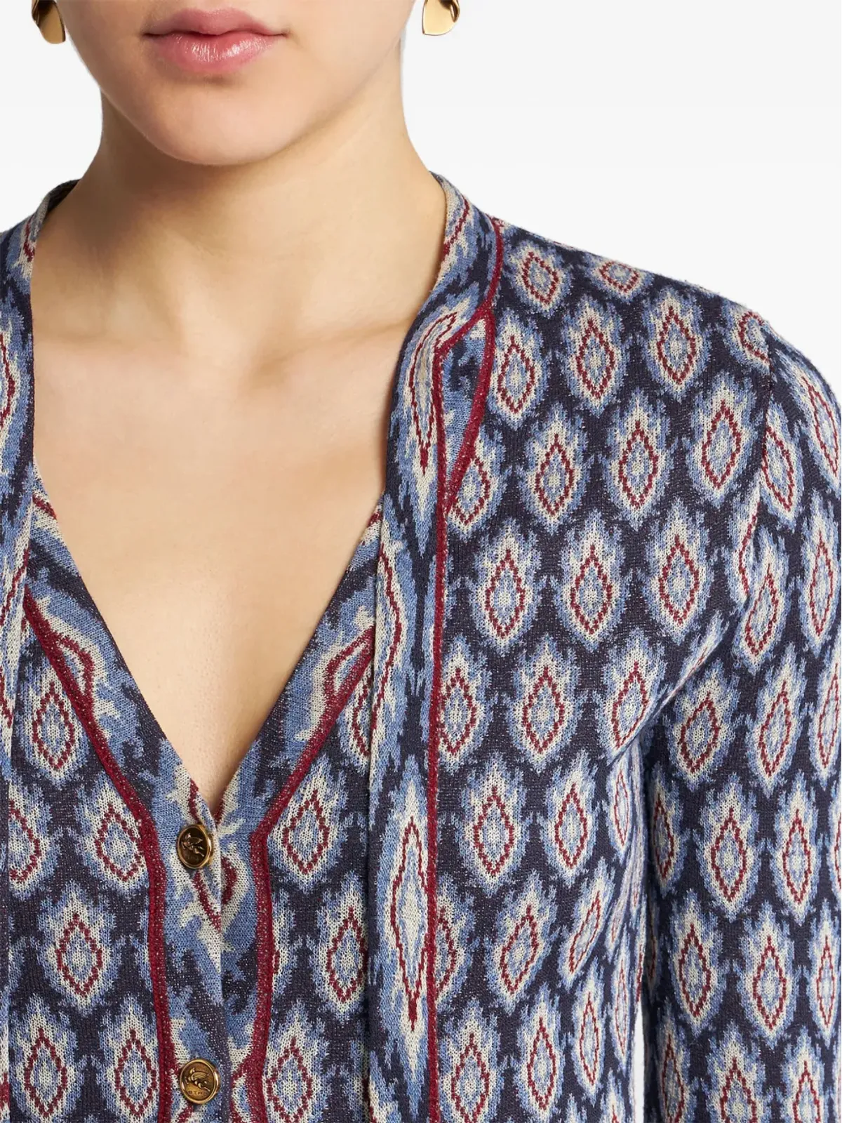 ETRO リボンディテールのジャカードカーディガン - ブルー - 画像5
