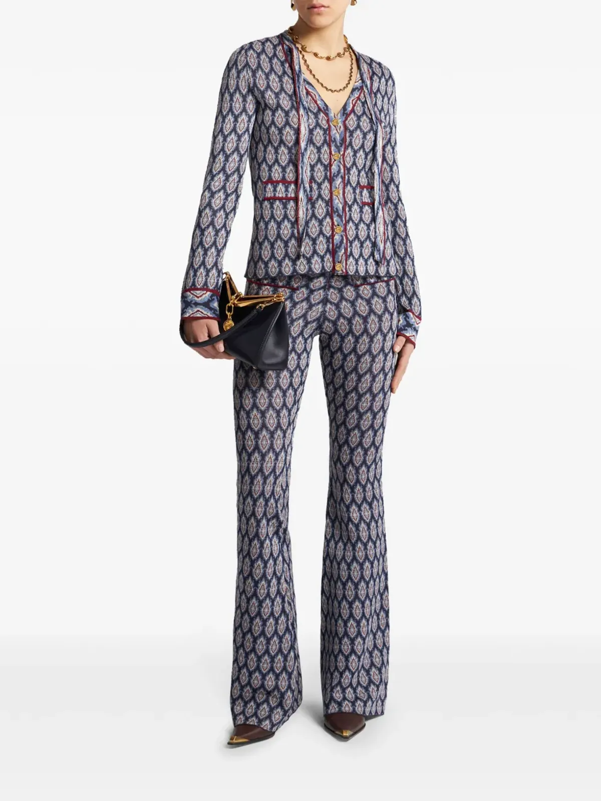 ETRO リボンディテールのジャカードカーディガン - ブルー - 画像2