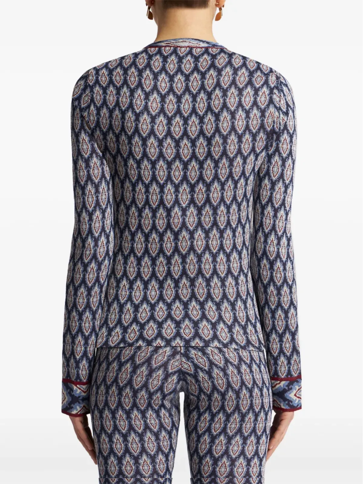 ETRO リボンディテールのジャカードカーディガン - ブルー - 画像4