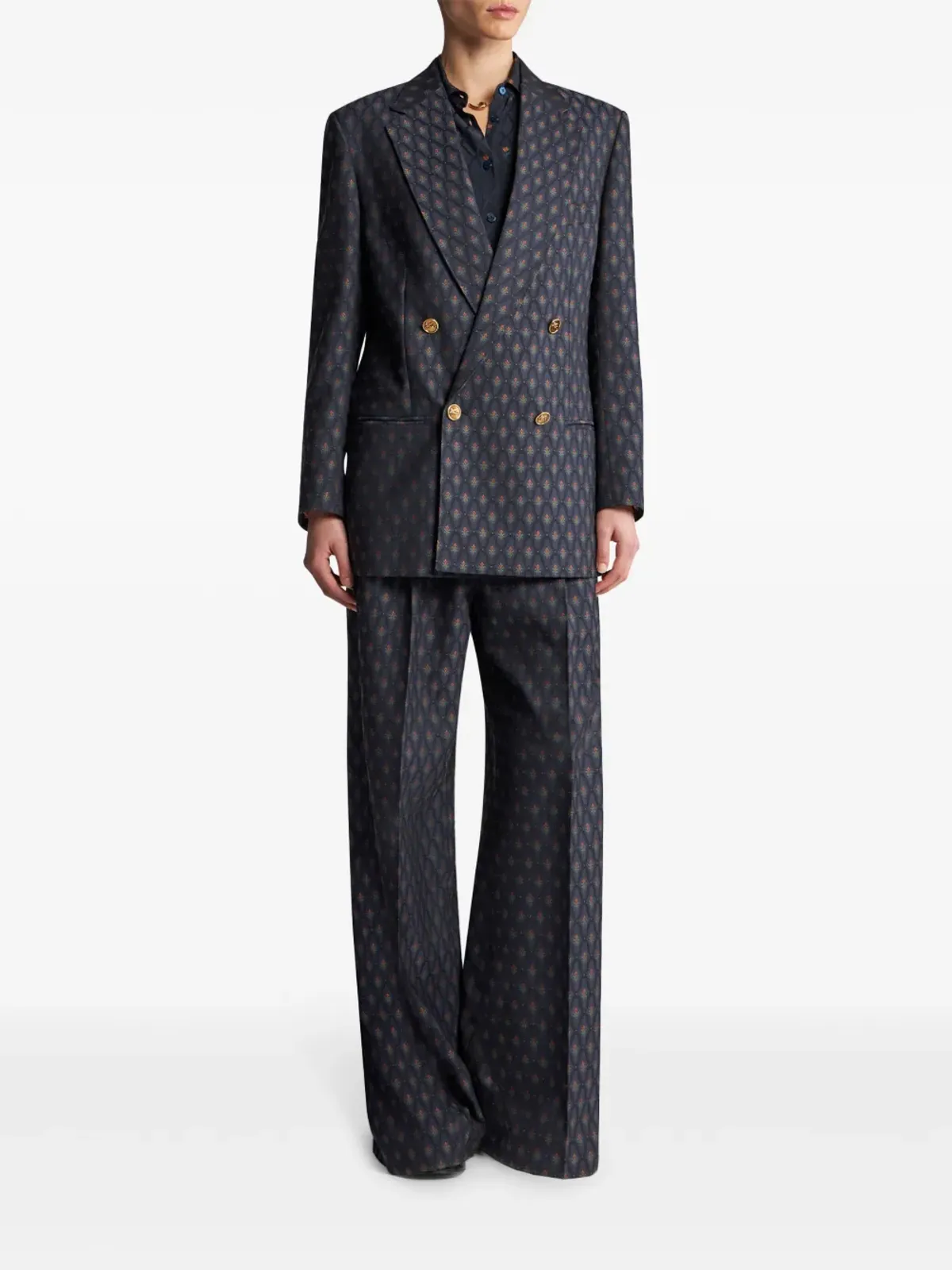 ETRO ダブルブレスト ウールジャカード ジャケット - ブルー - 画像3