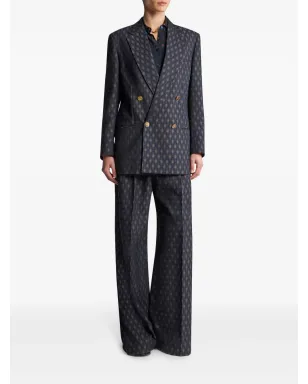 ETRO ダブルブレスト ウールジャカード ジャケット - ブルー - サムネイル3