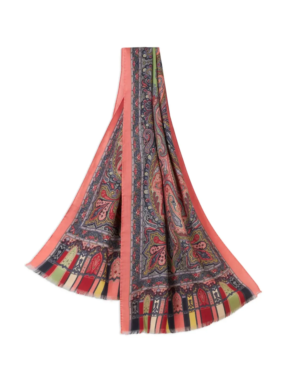 ETRO ペイズリープリント ウール・シルク混紡 スカーフ レッド - 画像3