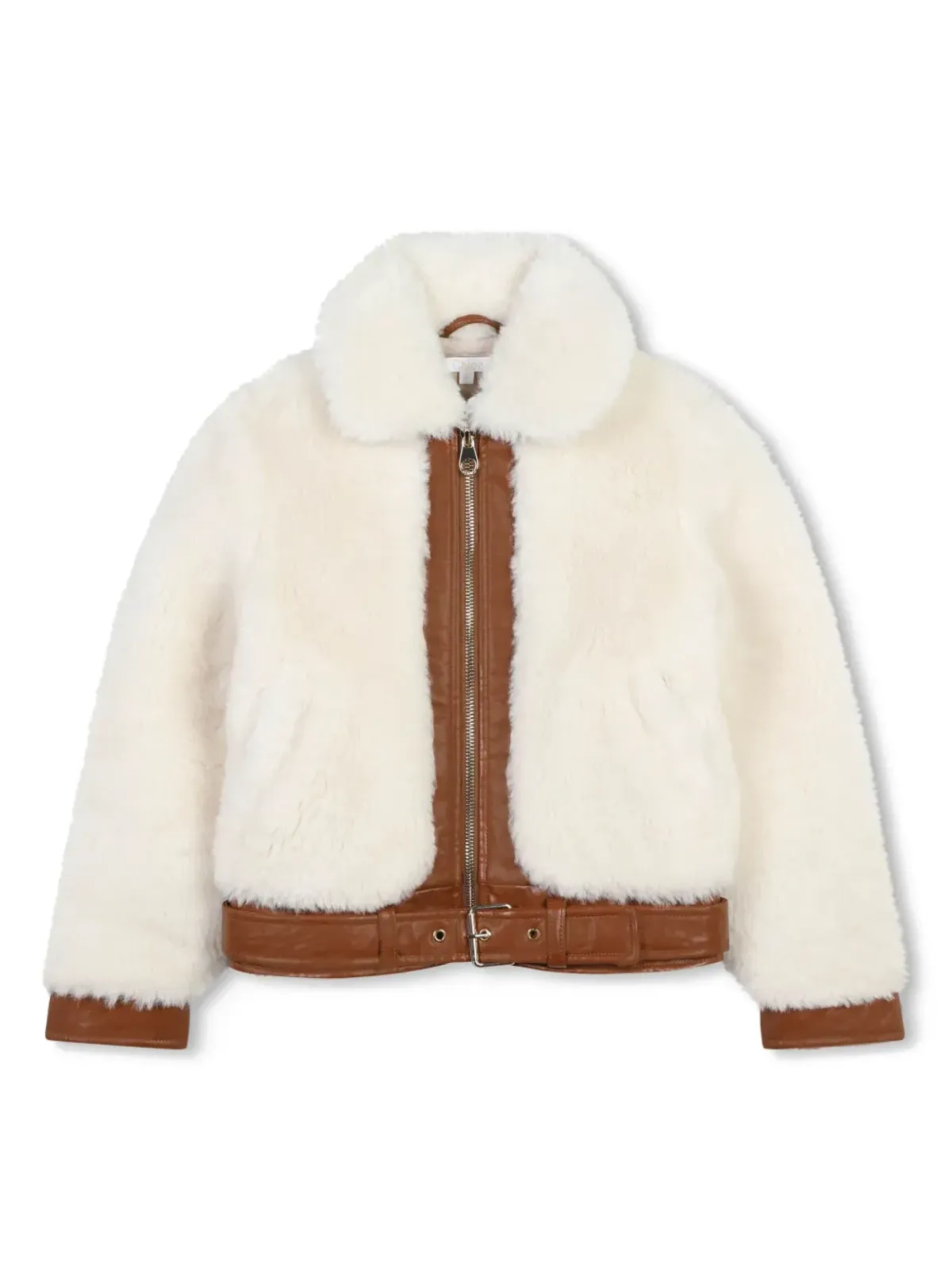 Chloé Kids フェイクファージャケット（ホワイト） - 画像1