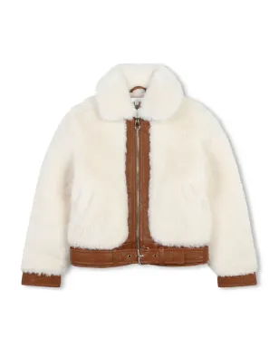 Chloé Kids フェイクファージャケット（ホワイト） - サムネイル1