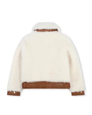Chloé Kids フェイクファージャケット（ホワイト） - サムネイル2