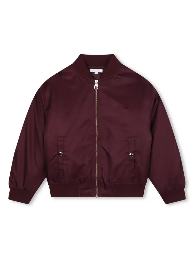 Chloé Kids Chloé Kids zipped bomber jacket - Redの商品画像