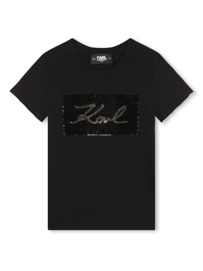 Karl Lagerfeld Kids Karl Lagerfeld Kids スパンコール付きクルーネックTシャツ - ブラックの商品画像