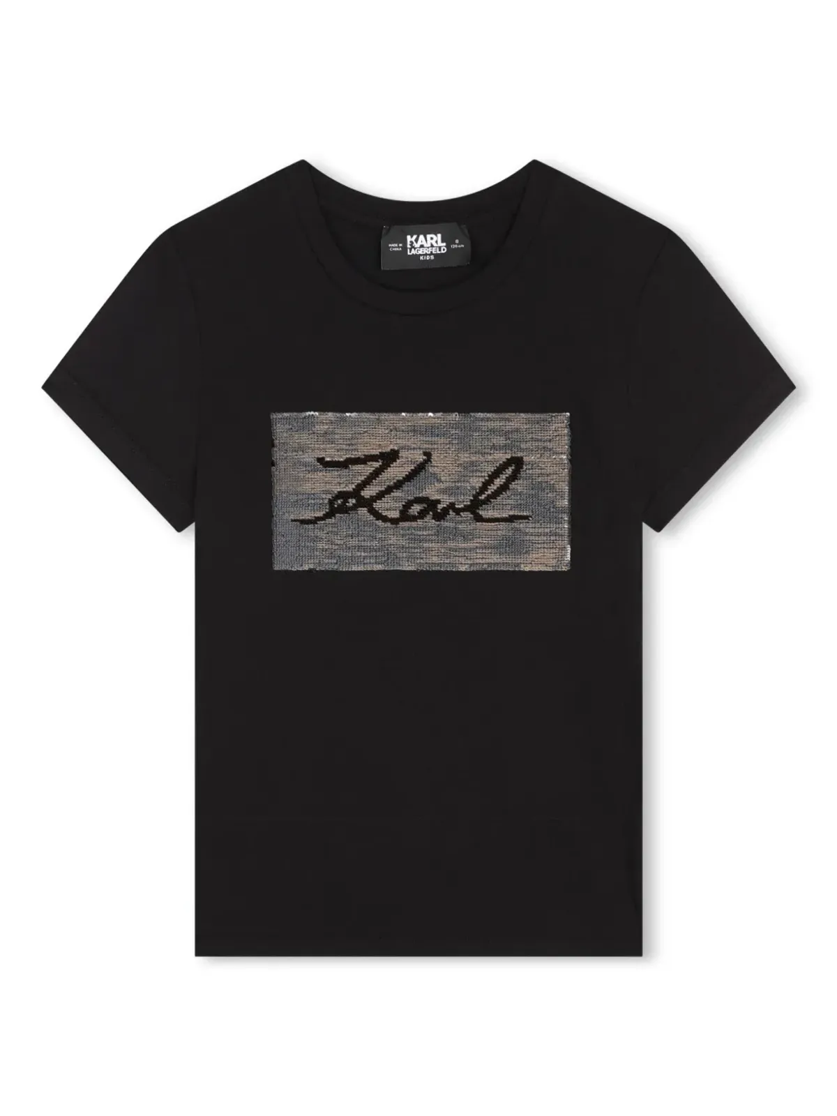 Karl Lagerfeld Kids スパンコール付きクルーネックTシャツ - ブラック - 画像3