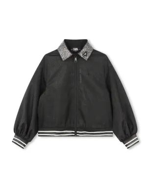 Karl Lagerfeld Kids ラインストーン装飾ボンバージャケット ブラック - サムネイル1