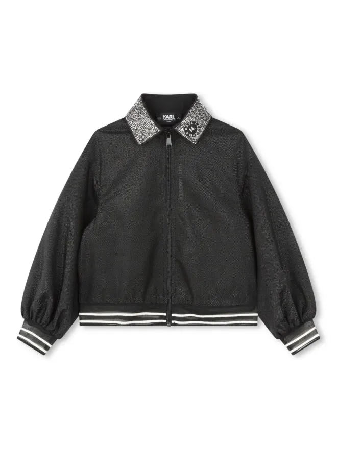 Karl Lagerfeld Kids Karl Lagerfeld Kids ラインストーン装飾ボンバージャケット ブラックの商品画像