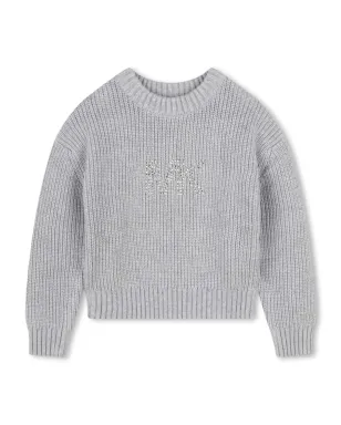 Michael Kors Kids スタッズロゴ入りリブ編みジャンパー - グレー - サムネイル1