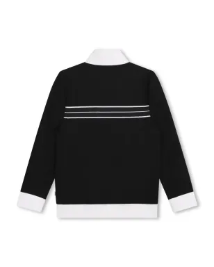 BOSS Kidswear ストライプ柄 アップリケ付き ジップカーディガン ブラック - サムネイル2