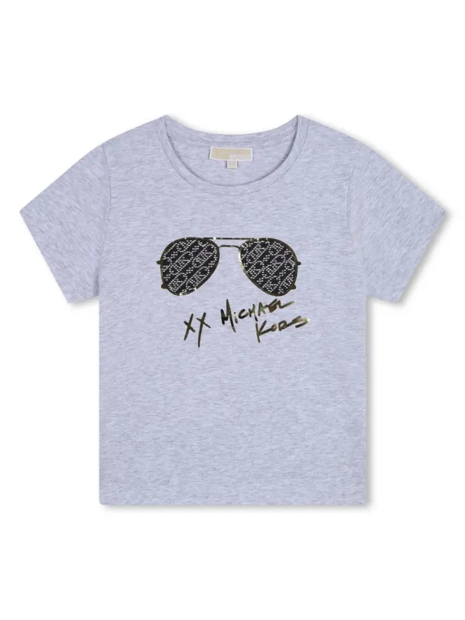 Michael Kors Kids Michael Kors Kids サングラスプリント コットンTシャツ - グレーの商品画像