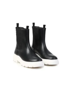 Karl Lagerfeld Kids ロゴプリント レザー アンクルブーツ - サムネイル1