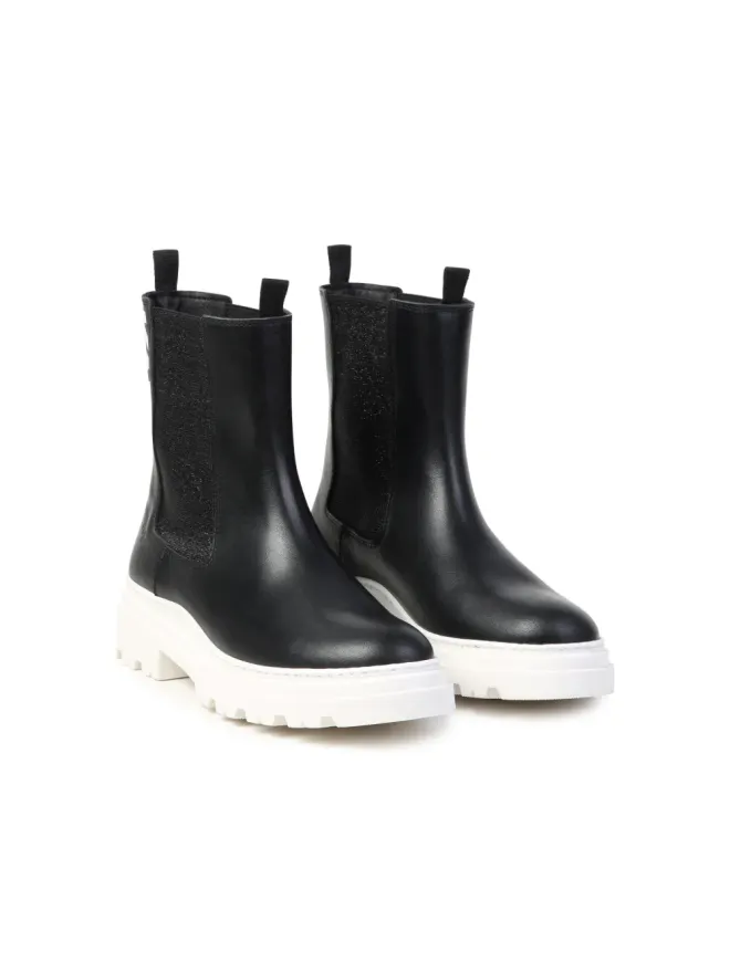 Karl Lagerfeld Kids Karl Lagerfeld Kids ロゴプリント レザー アンクルブーツの商品画像