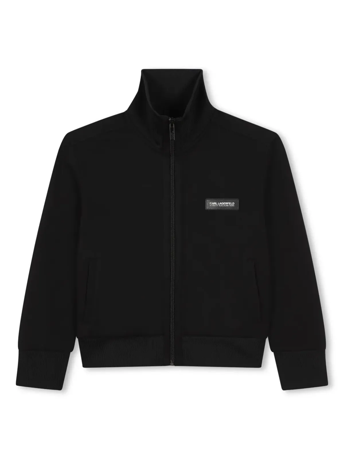 Karl Lagerfeld Kids ロゴパッチ付きハイネックカーディガン ブラック - 画像1