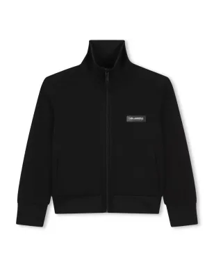 Karl Lagerfeld Kids ロゴパッチ付きハイネックカーディガン ブラック - サムネイル1