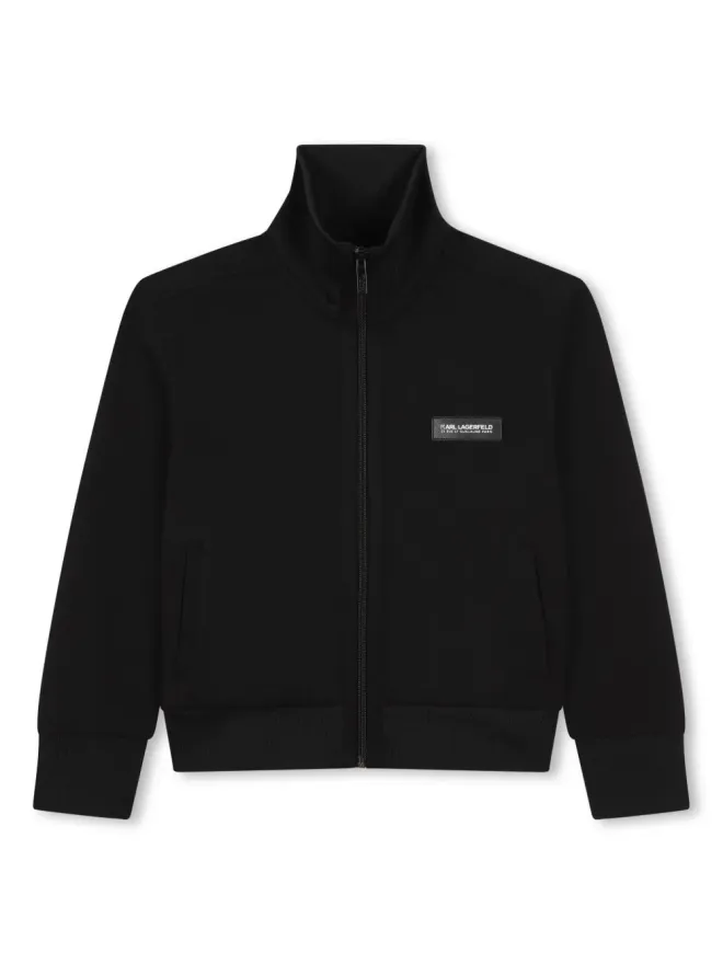 Karl Lagerfeld Kids Karl Lagerfeld Kids ロゴパッチ付きハイネックカーディガン ブラックの商品画像