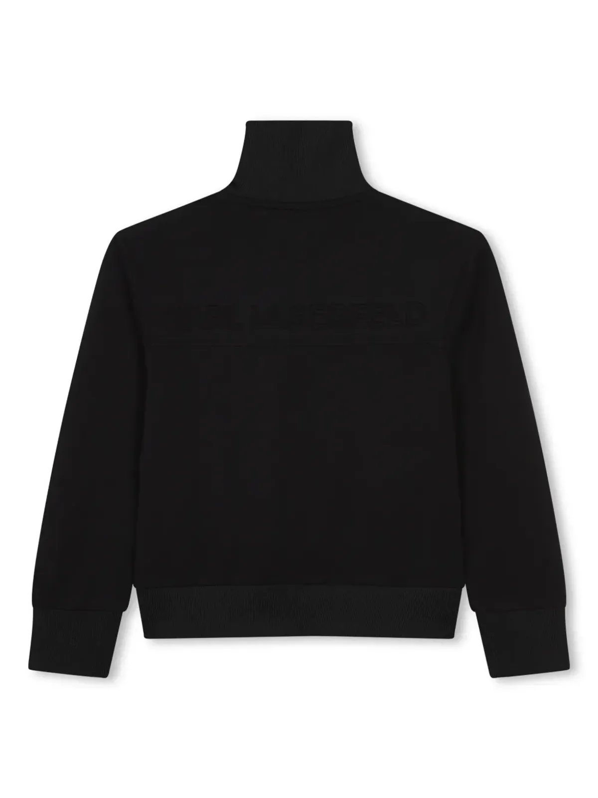Karl Lagerfeld Kids ロゴパッチ付きハイネックカーディガン ブラック - 画像2