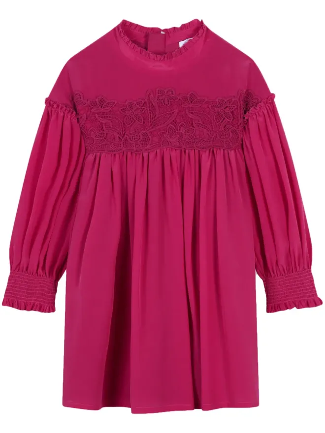 Chloé Kids Chloé Kids レースディテール シルクドレスの商品画像